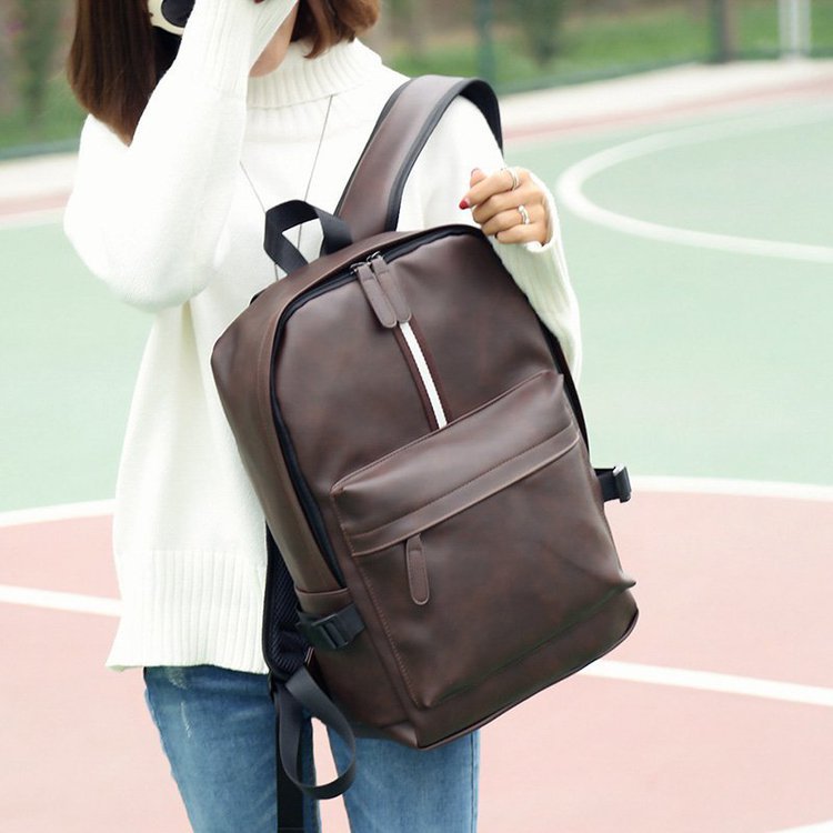 Herren-Rucksack, PU-Leder, kompakt, für Laptop bis 14 Zoll
