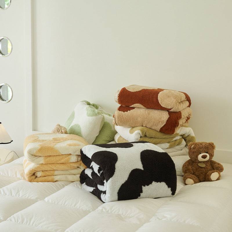 Doppellagige Korallenfleece-Decke mit Blumenmuster, 100×150–200×230 cm