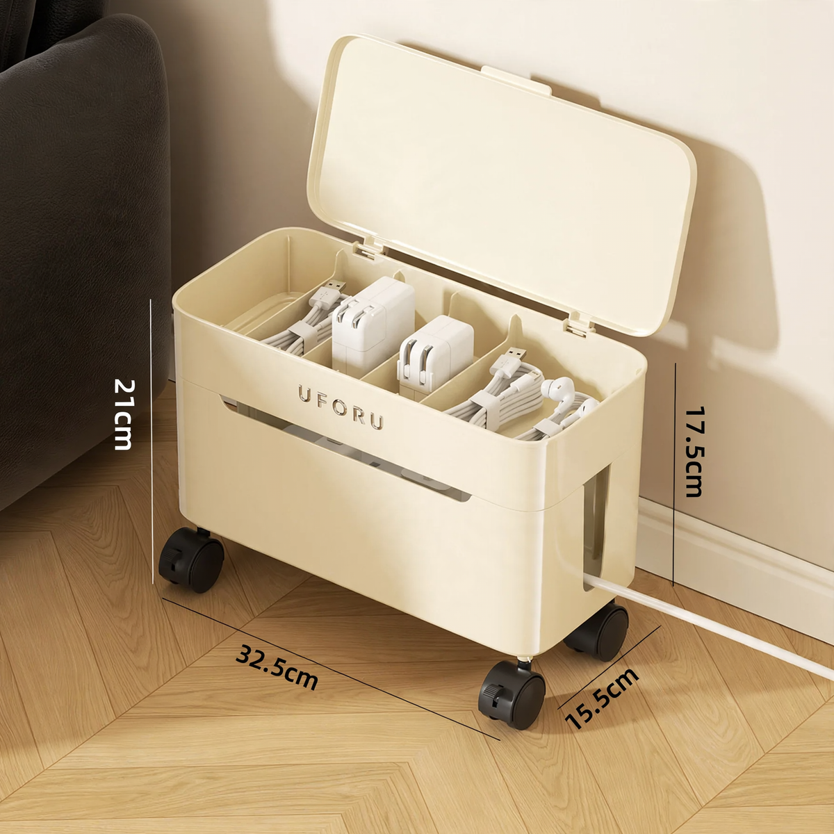 Kabelorganizer mit Rollen, doppellagig, Modell DD2626