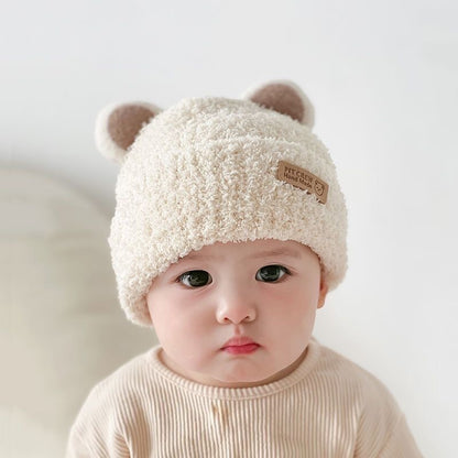Kindermütze mit Ohrenklappen, gestrickt, warm