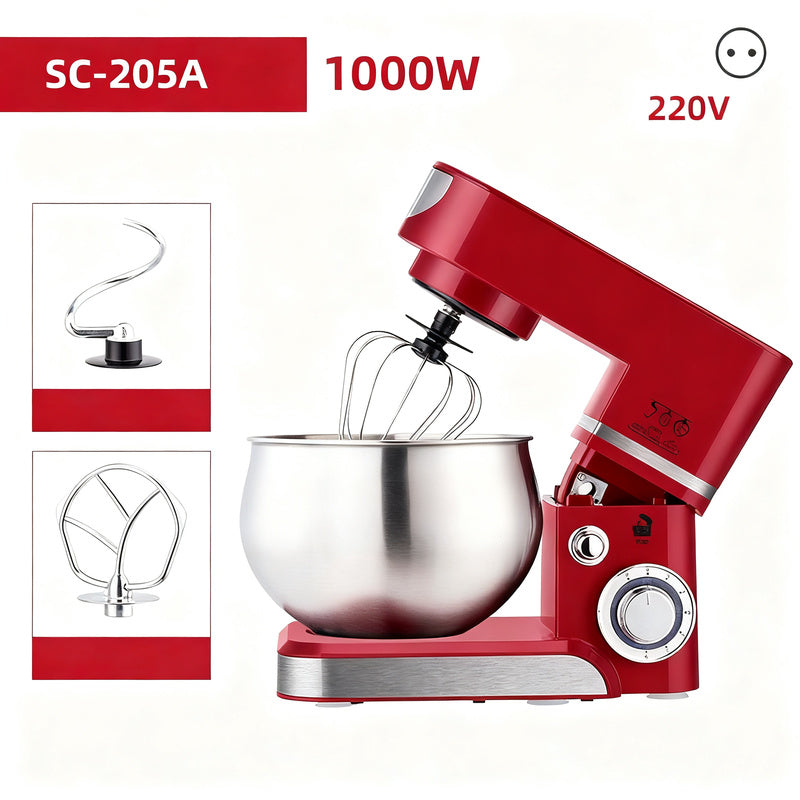 Küchenmaschine 5 L, Edelstahl, mehrere Stecker