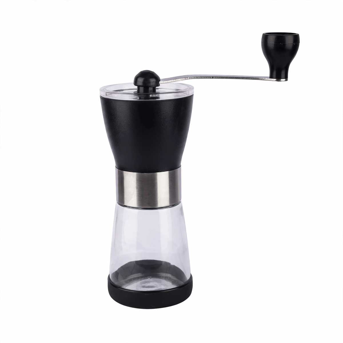 Handkurbel-Kaffeemühle aus Glas