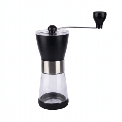 Handkurbel-Kaffeemühle aus Glas