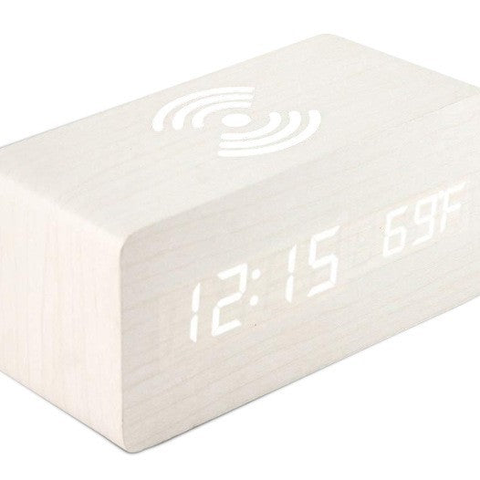 LED-Wecker mit digitaler Anzeige und Holzdesign