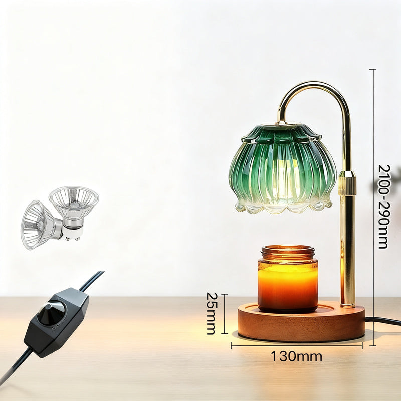 Wachsschmelz-Lampe mit Holzsockel