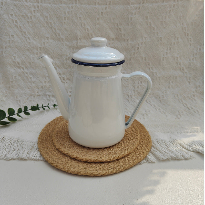 Emaillierte Handbrühkanne aus Stahlblech, 1,2 L