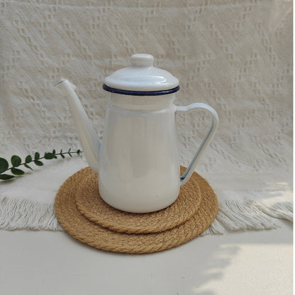 Emaillierte Handbrühkanne aus Stahlblech, 1,2 L