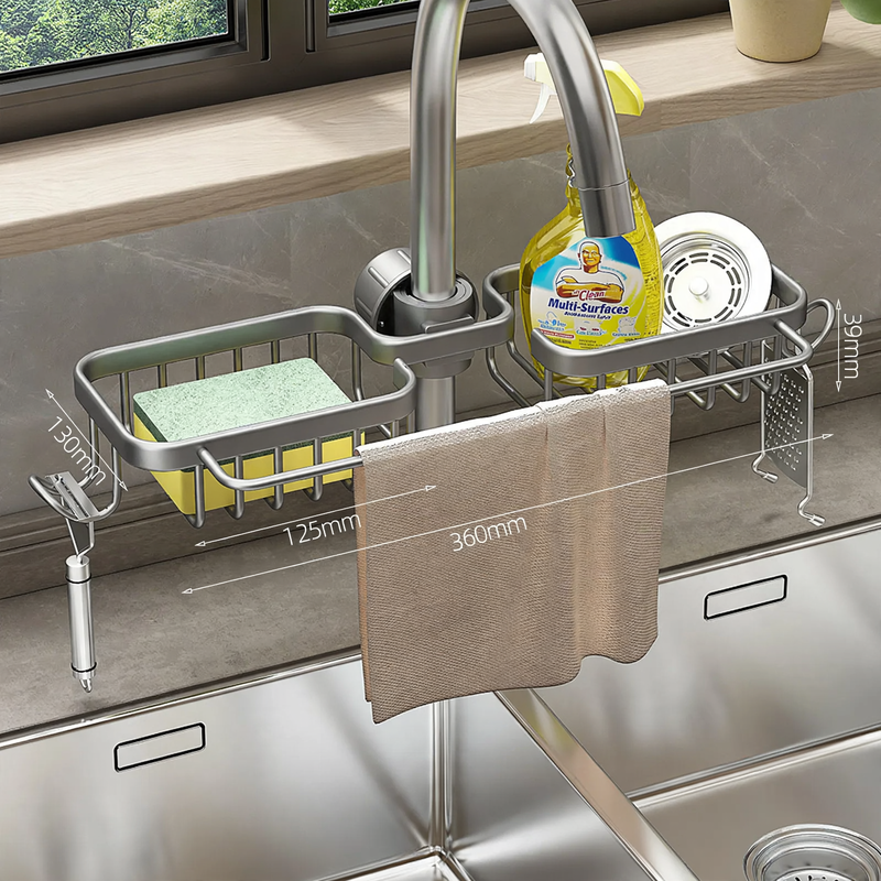 Wandregal für Spülbecken, Aluminium, verschiebbar