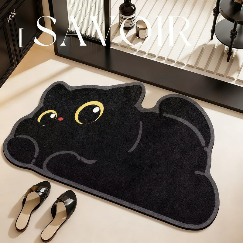 Badezimmermatte aus Kieselgur, Katzen-Design