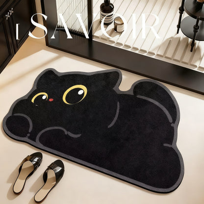 Badezimmermatte aus Kieselgur, Katzen-Design