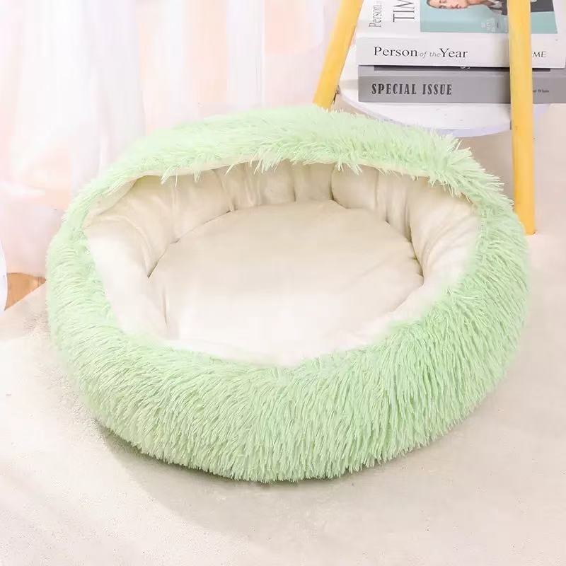 Flauschiges Katzenbett, rund, wärmend