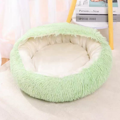 Flauschiges Katzenbett, rund, wärmend
