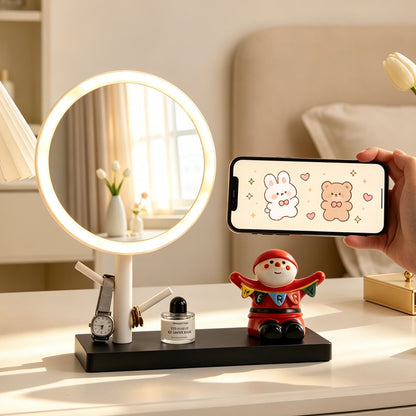 LED-Schminkspiegel mit Smartphone-Ständer