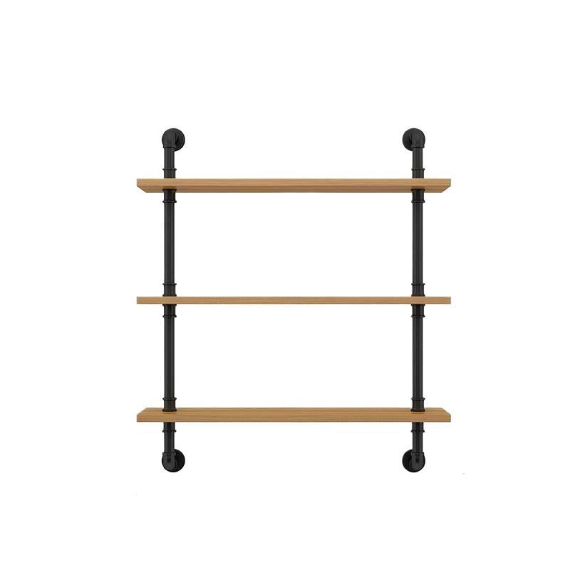 Wandregal aus Holz, 140–240 cm, mit Metallhalterungen