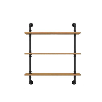 Wandregal aus Holz, 140–240 cm, mit Metallhalterungen