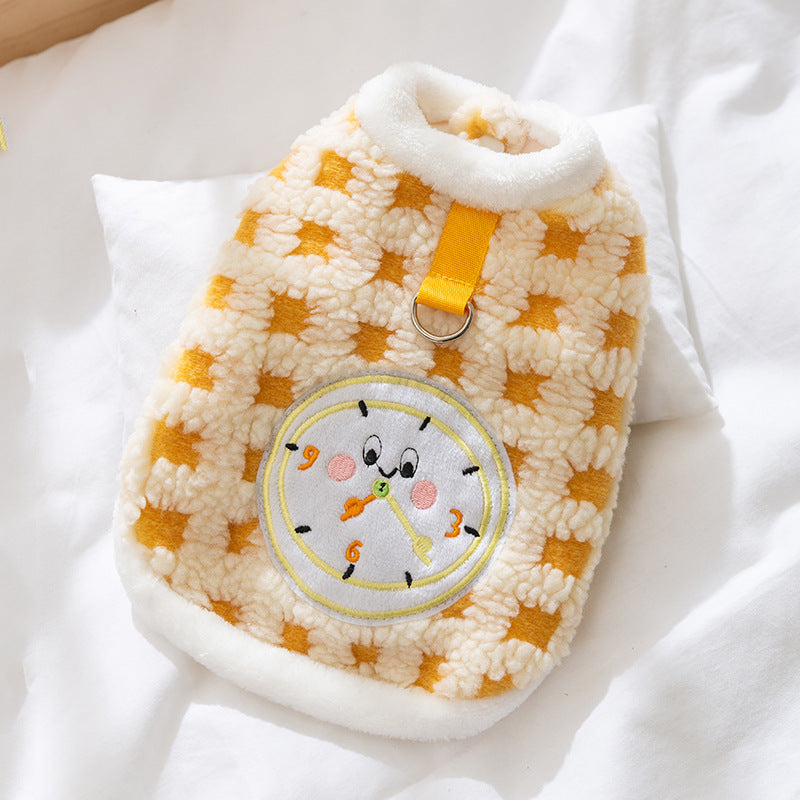 Katzen-Fleece-Pullover mit Uhr-Motiv, mehrere Größen