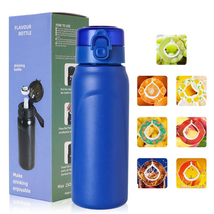 Edelstahl-Trinkflasche 750 ml mit Strohhalm