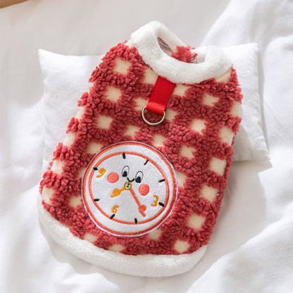 Fleece-Pullover mit Uhr-Motiv für Katzen und kleine Hunde