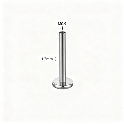 Titan-Piercingstab, flache Basis, Innengewinde