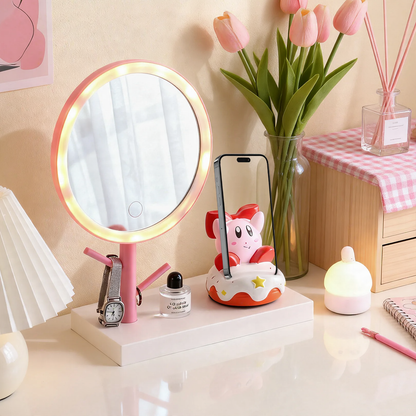 LED-Schminkspiegel mit Smartphone-Ständer