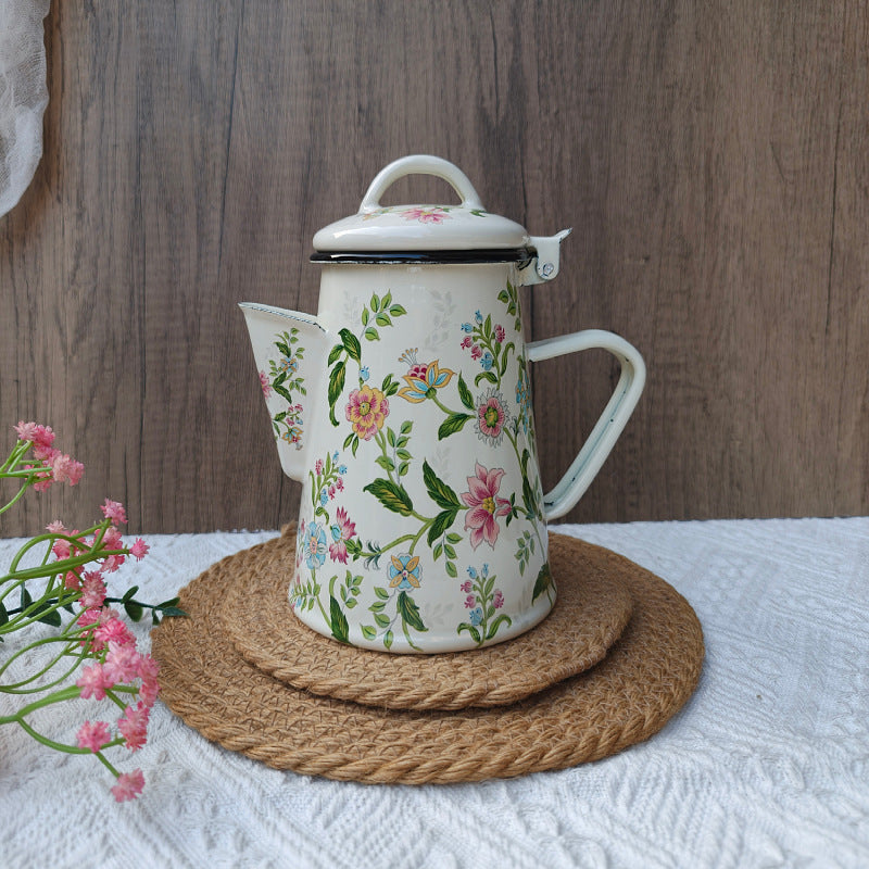 Emaillierte Kaffeekanne mit Schwanenhals, 1,2–1,5 L