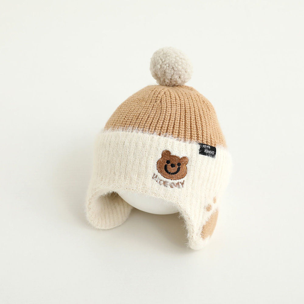 Kindermütze mit Ohrenklappen, gestrickt, warm