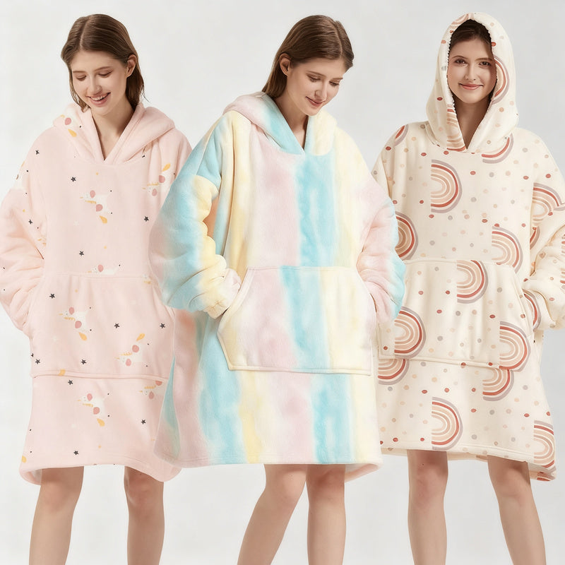 Tragbare Decke mit Kapuze, Sherpa-Fleece