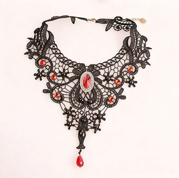 Choker-Halskette aus Stoff, schwarz, rot oder weiß