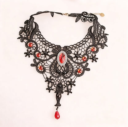 Choker-Halskette aus Stoff, schwarz, rot oder weiß