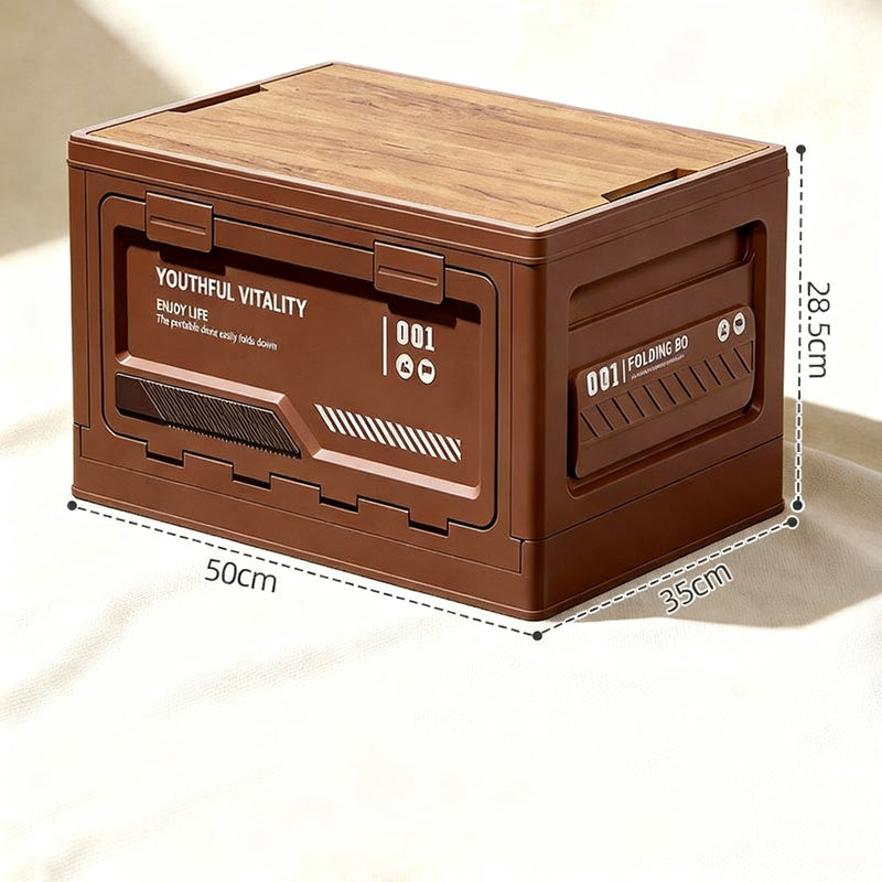Faltbare Campingbox mit Holzdeckel, 40–50 L