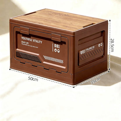 Faltbare Campingbox mit Holzdeckel, 40–50 L