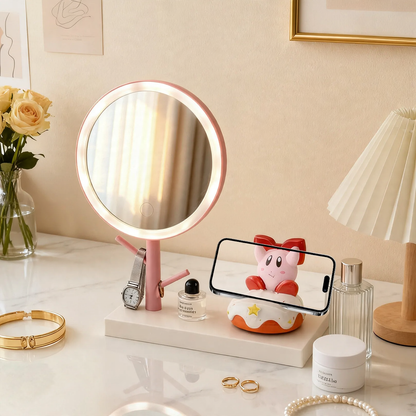 LED-Schminkspiegel mit Smartphone-Ständer