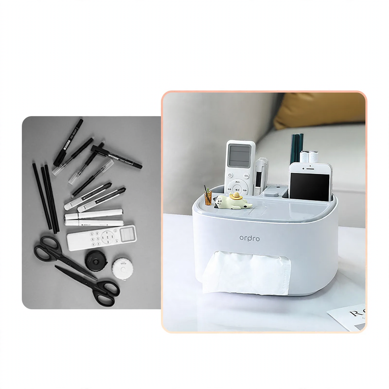 Multifunktionales Taschentuchbox-Regal mit Handyhalter