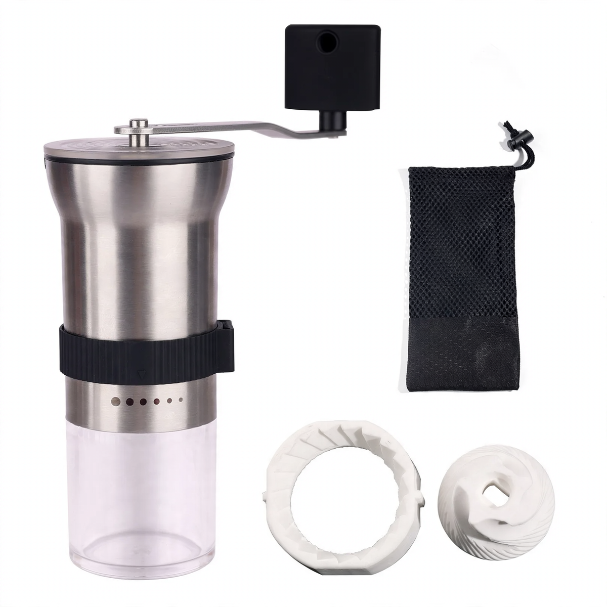 Handkurbel-Kaffeemühle mit Keramik- oder Stahlmahlwerk