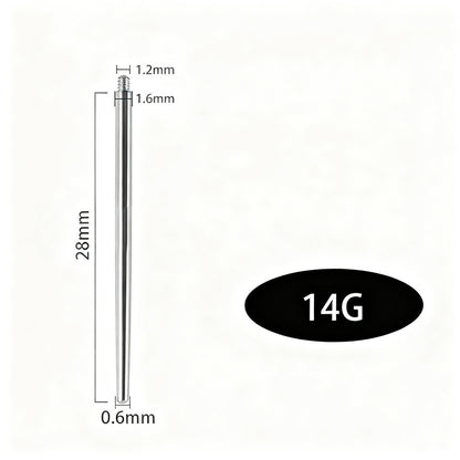 Titan-Piercingstab, flache Basis, Innengewinde
