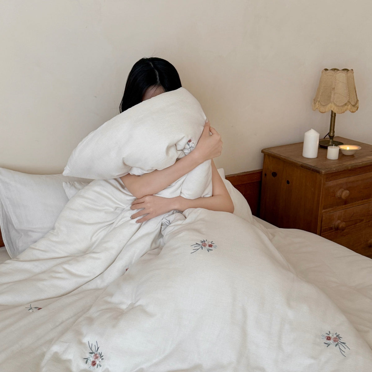 Baumwoll-Steppbett mit Sojafaser-Füllung, waschbar