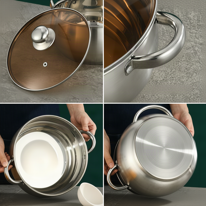 Edelstahl-Kochtopf 20 cm, 1,1–2 L, Modell HD190912