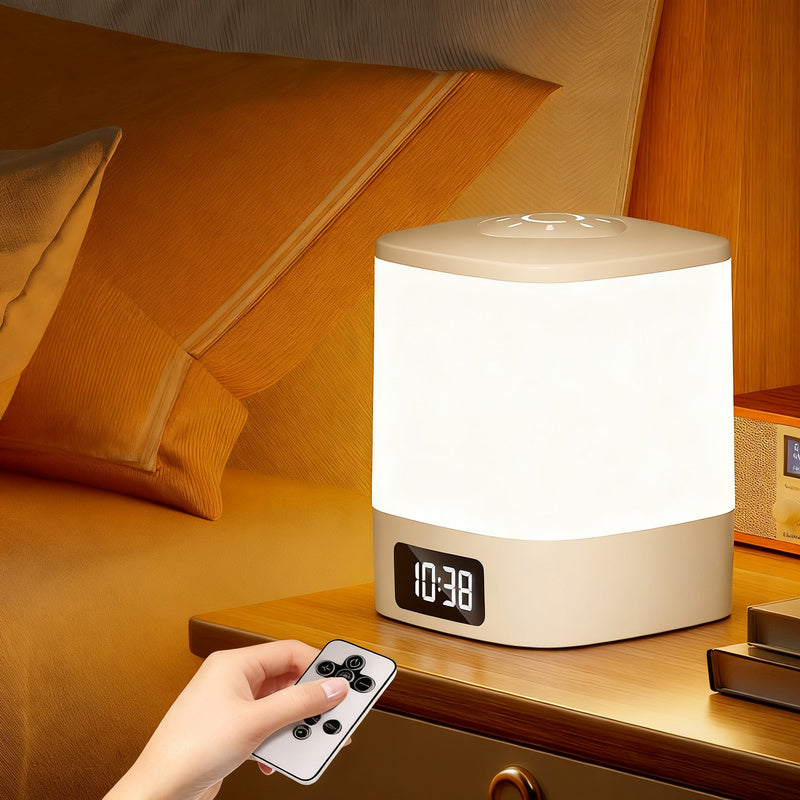 Nachttischlampe mit Uhr und Touchsteuerung