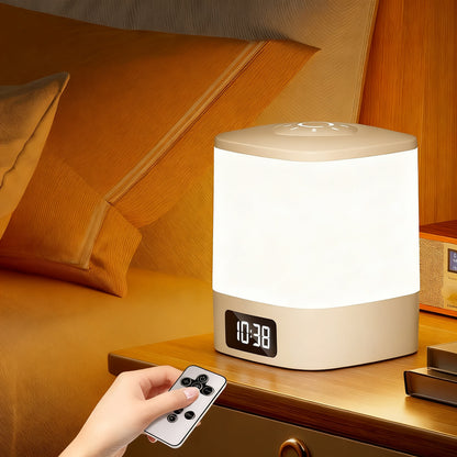 Nachttischlampe mit Uhr und Touchsteuerung