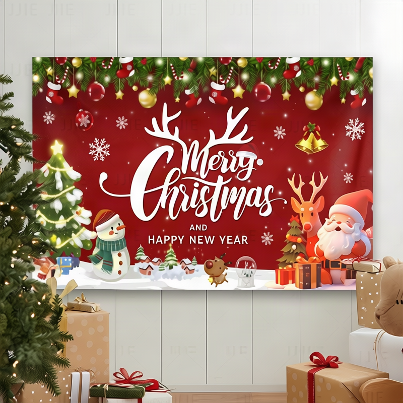 Merry Christmas Family Canvas - Humans & 2 Pets