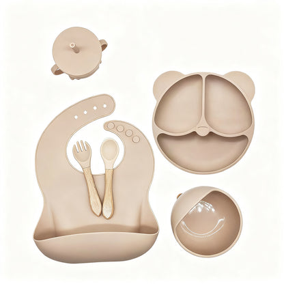 Kindergeschirr-Set aus Silikon, 6-teilig