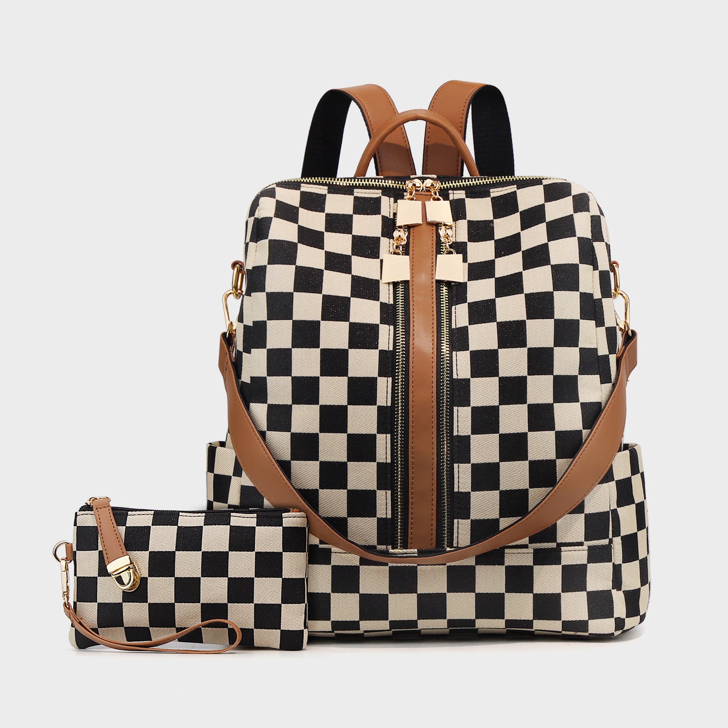 Rucksack Damen, Leinwand, Schachbrettmuster