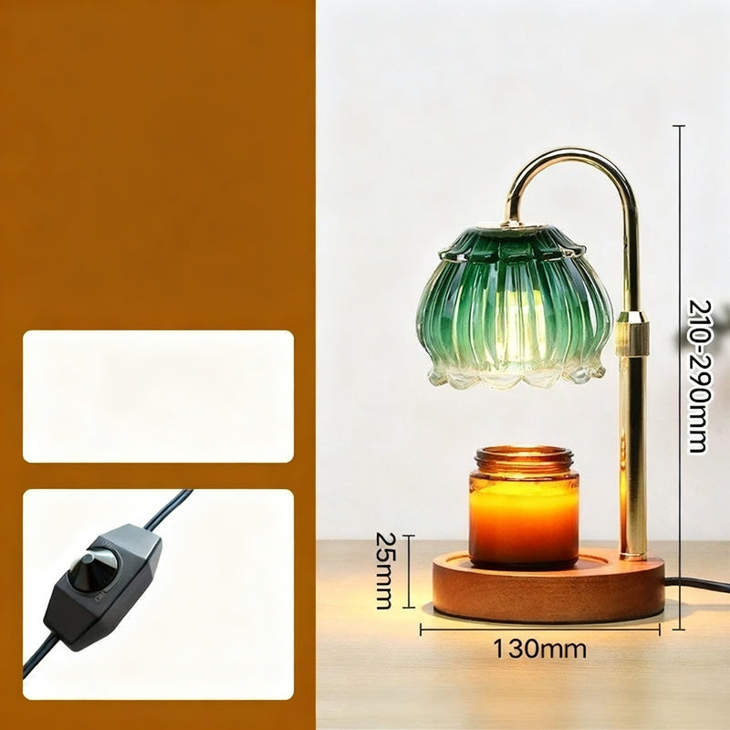 Wachsschmelz-Lampe mit Holzsockel
