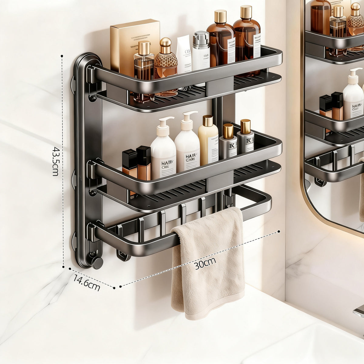 Badezimmer-Regal mit Saugnapf, mehrlagig
