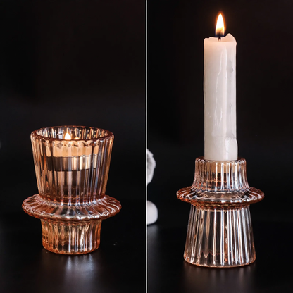Kristall-Glas-Kerzenständer in Grün