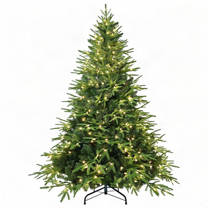 Künstlicher Weihnachtsbaum mit LED-Beleuchtung – Fichten-Optik aus PE, Steckmontage ohne Werkzeug
