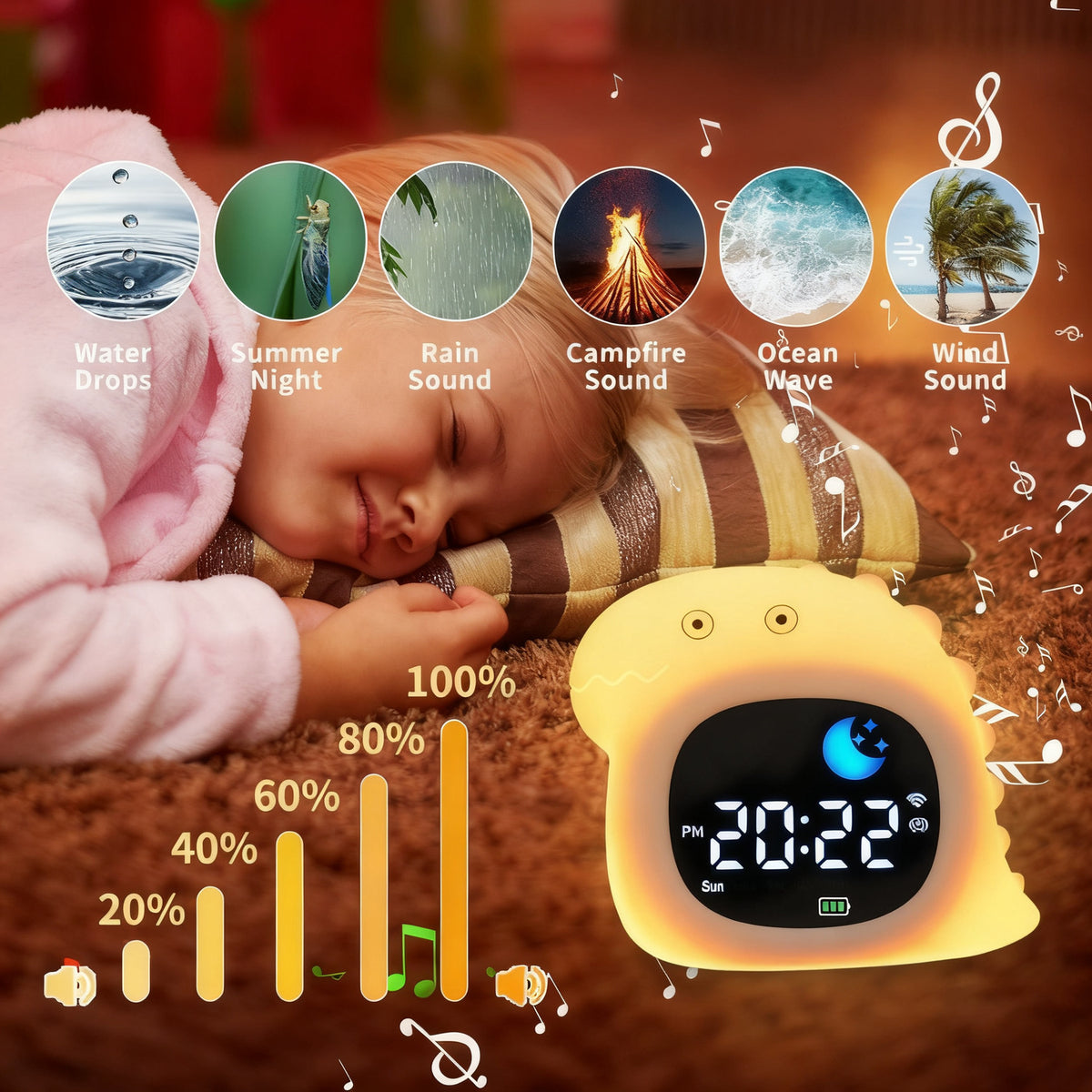 Kinderwecker mit LED-Licht und Weckfunktion