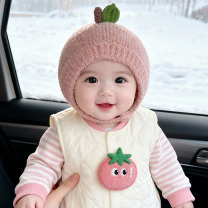 Kindermütze mit Ohrenklappen, gestrickt, warm