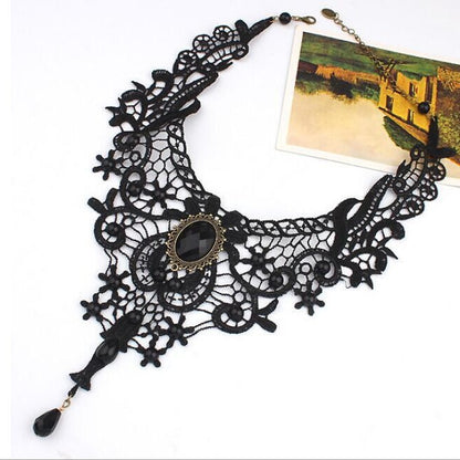 Choker-Halskette aus Stoff, schwarz, rot oder weiß