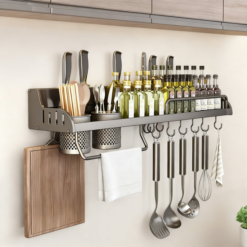 Wandregal für Küche, Aluminium, ohne Bohren
